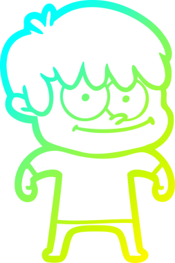 Bir insan tarafından çizilmiş mutlu bir çizgi film karakteri çizimi.