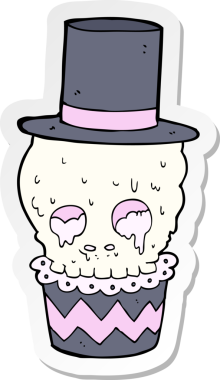 Bir insan tarafından çizilmiş ürkütücü bir kek etiketi.