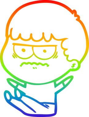 Gökkuşağı gradyan çizgi çizimi Bir insan tarafından çizilmiş rahatsız bir adam