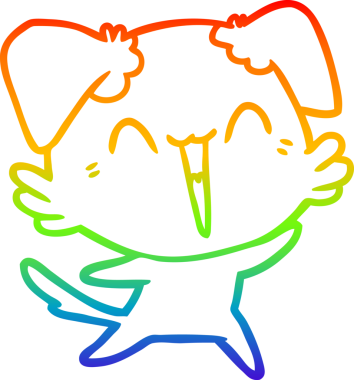 gökkuşağı gradyan çizimi bir insan tarafından çizilmiş mutlu küçük bir köpek çizgi filmi