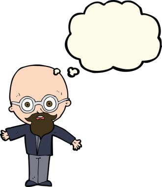 Bir insan tarafından çizilmiş düşünce baloncuğu olan dahi bir bilim adamı.