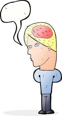 Bir insan tarafından çizilmiş büyük beyinli çizgi film adamı.