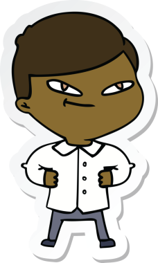 Bir insan tarafından çizilmiş kendine güvenen bir adamın çıkartması.