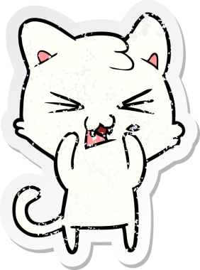 Bir insan tarafından çizilmiş karikatür bir kedinin sıkıntılı çıkartması.