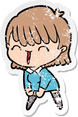 Bir insan tarafından çizilmiş karikatür bir kadının sıkıntılı çıkartması.