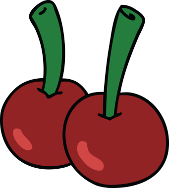 Bir insan tarafından çizilmiş tuhaf kirazlar.