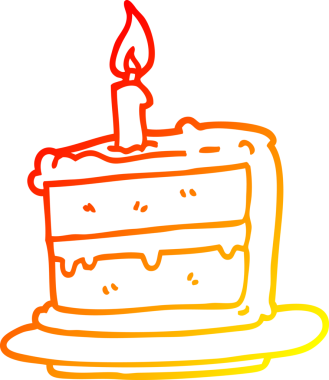 Bir insan tarafından çizilmiş bir doğum günü pastasının sıcak gradyan çizimi