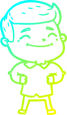 Bir insan tarafından çizilmiş mutlu bir çizgi film karakteri çizimi.