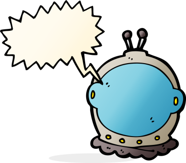 Bir insan tarafından çizilmiş konuşma balonu olan astronot miğferi.