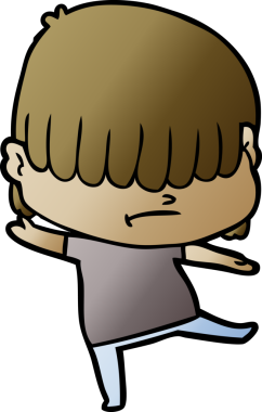 Bir insan tarafından çizilmiş dağınık saçlı çizgi film çocuğu.