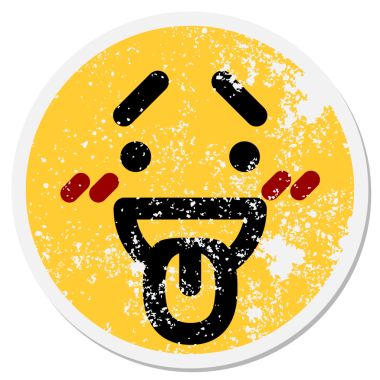 bir insan tarafından çizilmiş utangaç yüz dairesel etiketi