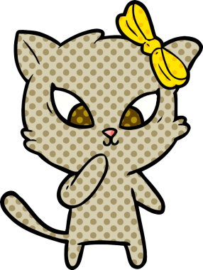 Bir insan tarafından çizilmiş çizgi film kedisi.