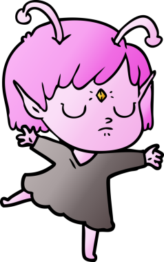 Bir insan tarafından çizilmiş uzaylı kız.