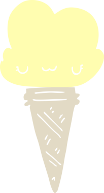 Yüzü bir insan tarafından çizilmiş düz renkli çizgi film dondurması.