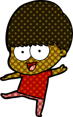 Bir insan tarafından çizilmiş mutlu çizgi film çocuğu.