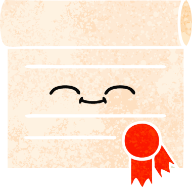 Bir insan tarafından çizilmiş bir sertifikanın retro illüstrasyon tarzı karikatürü