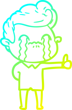 Bir insan tarafından çizilmiş ağlayan bir çizgi film karakteri çizimi.