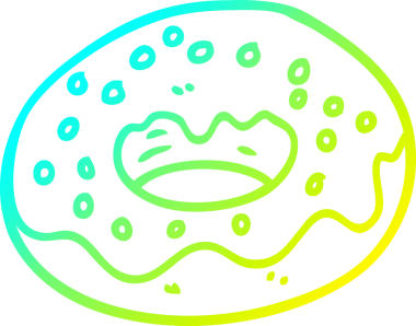 Bir insan tarafından çizilmiş çikolata kaplı bir çöreğin soğuk gradyan çizimi
