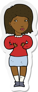 Bir insan tarafından çizilmiş bahaneler üreten bir karikatür kadının çıkartması.