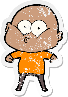 Bir insan tarafından çizilmiş kel bir adamın sıkıntılı çıkartması.