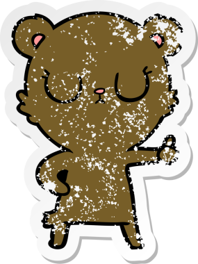 Bir insan tarafından çizilmiş barışçıl bir ayı yavrusunun sıkıntılı çıkartması.