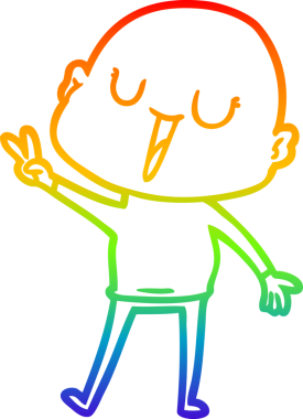 gökkuşağı gradyan çizimi mutlu bir çizgi kel adamın çizimi bir insan tarafından çizildi