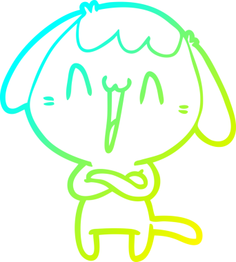 Bir insan tarafından çizilmiş şirin bir çizgi köpeğin soğuk gradyan çizgisi.