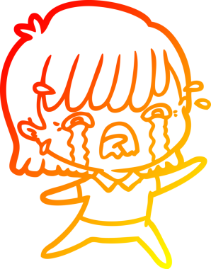 Bir insan tarafından çizilmiş ağlayan çizgi film kızı çizimi.