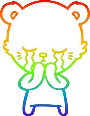 Bir insan tarafından çizilmiş ağlayan çizgi film ayısının çizimi.