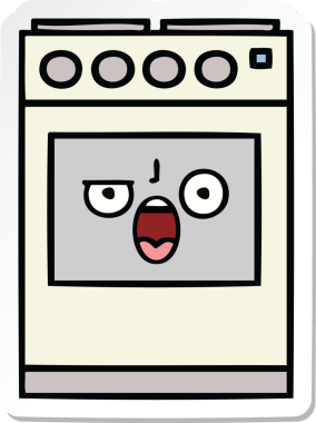 Bir insan tarafından çizilmiş şirin bir mutfak fırınının çıkartması.