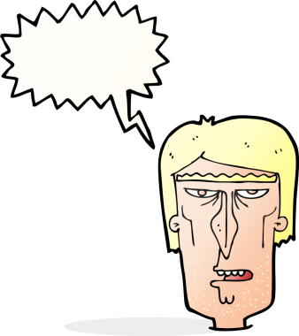 bir insan tarafından çizilmiş konuşma baloncuklu kızgın bir yüz.