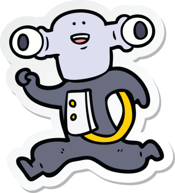 Bir insan tarafından çizilmiş dost canlısı bir uzaylı çizgi film çıkartması.