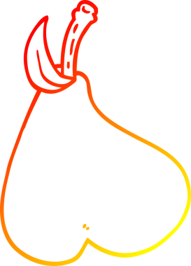 Bir insan tarafından çizilmiş bir karikatür armutunun sıcak gradyan çizimi