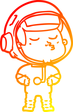 Bir insan tarafından çizilmiş kendinden emin bir astronotun sıcak çizgi çizimi