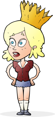 Bir insan tarafından çizilmiş taç giyen bir çizgi film karakteri.