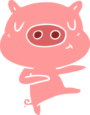 Düz renkli çizgi film içeriği bir insan tarafından çizilmiş domuz dansı.