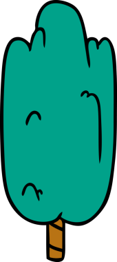 İnsan eliyle çizilmiş karikatür, tek yeşil ağaç.