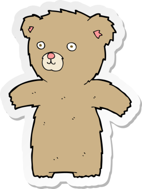 Bir insan tarafından çizilmiş şirin bir oyuncak ayının çıkartması.