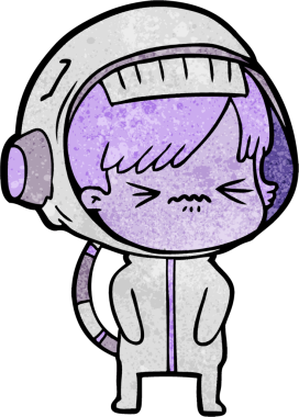 Bir insan tarafından çizilmiş kızgın uzay kızı.