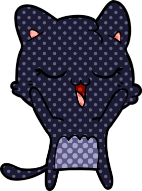 Bir insan tarafından çizilmiş mutlu çizgi film kedisi.