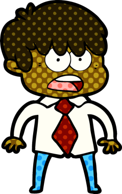 Bir insan tarafından çizilmiş endişeli çizgi film çocuğu.