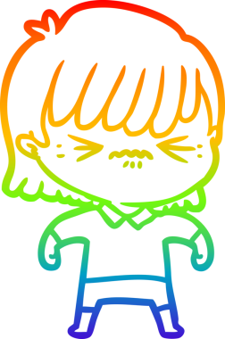 gökkuşağı gradyan çizimi bir insan tarafından çizilmiş bir çizgi film kızı