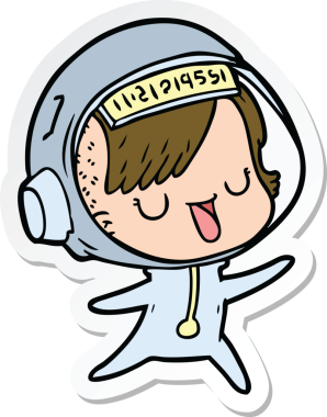 Bir insan tarafından çizilmiş astronot bir kadının çıkartması.