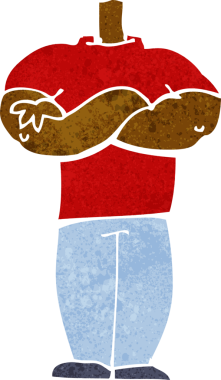 katlanmış kollu karikatür gövdesi (bir insan tarafından çizilen ve eşleştirilen karikatürler)