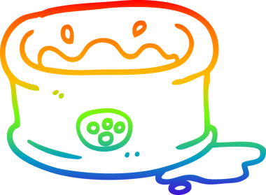 Gökkuşağı gradyan çizgisi bir insan tarafından çizilmiş evcil hayvan kasesinin çizimi