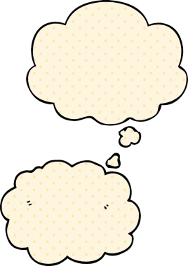 Çizgi roman tarzında bir insan tarafından çizilmiş düşünce baloncuğu olan çizgi film bulutu