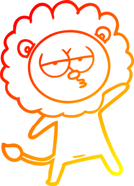 Bir insan tarafından çizilmiş yorgun bir aslanın çizgi çizimi.