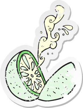 Bir insan tarafından çizilmiş karpuz desenli bir karikatür çıkartması.