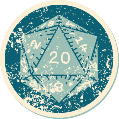 bir insan tarafından çizilmiş d20 zarının sembolik depresif dövme şekli