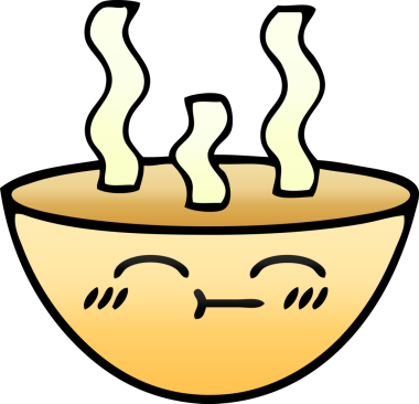 Bir insan tarafından çizilmiş sıcak çorbanın gölgeli karikatürü.